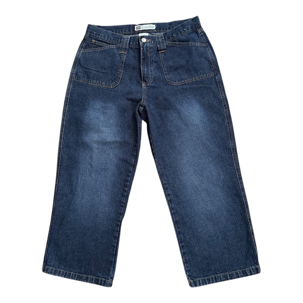 Faded Glory Capri Jeans Womens 10 Blue Denim Patch Pocket Crop Y2K 22.5" Inseam
